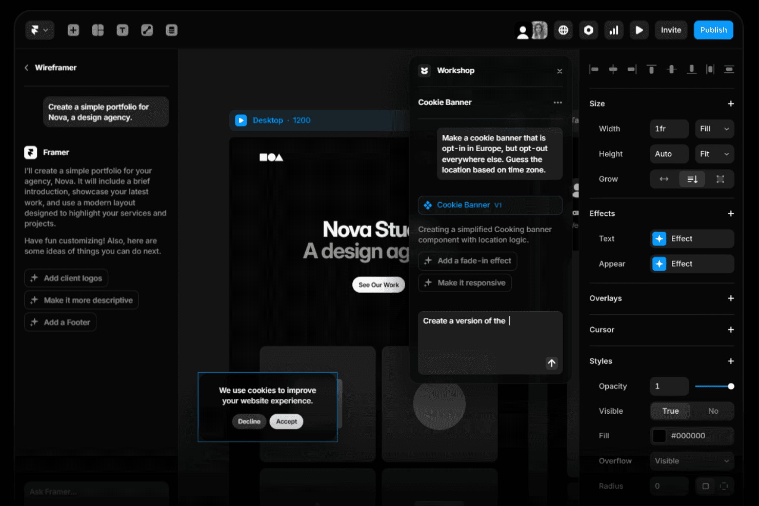 Framer interface
