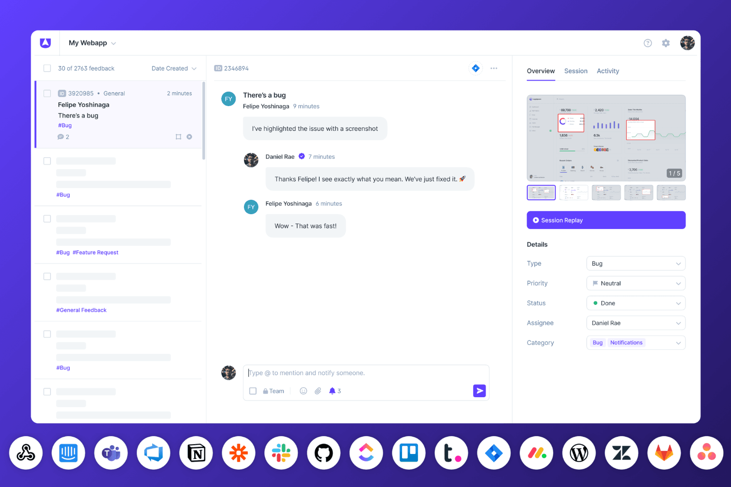 Userback screenshot