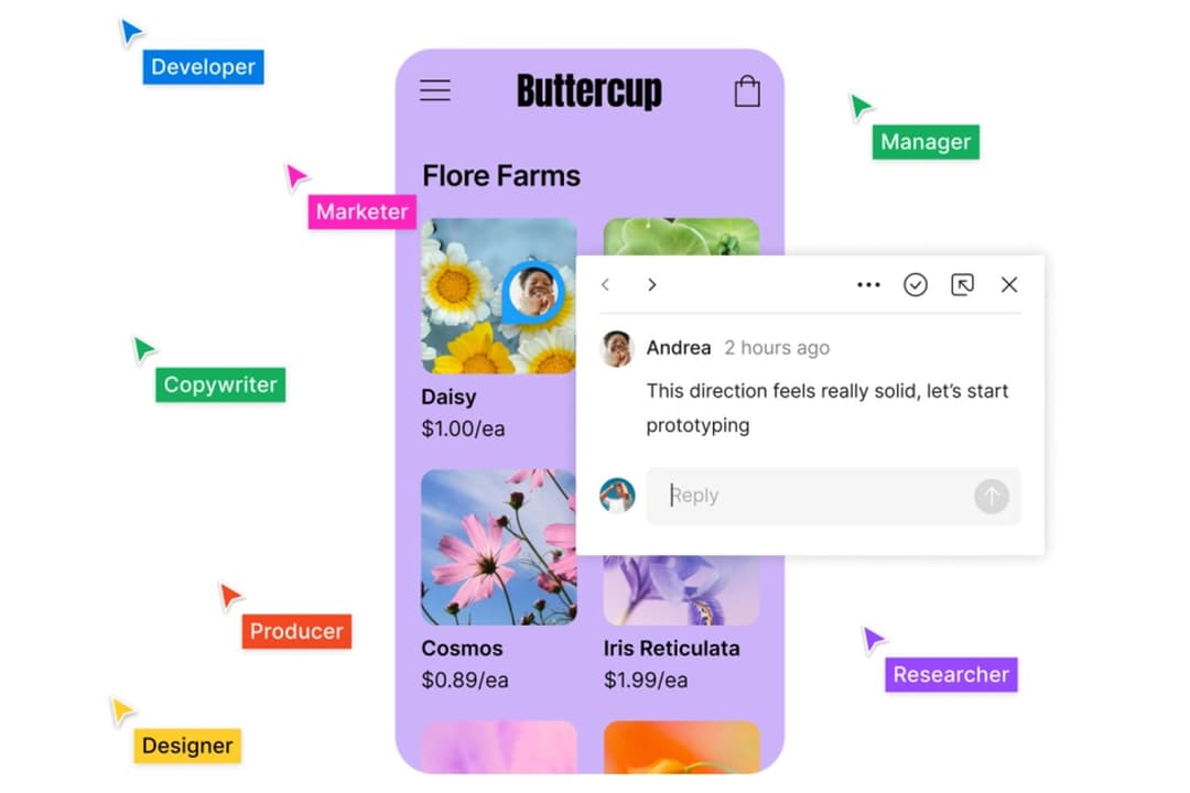 Figma lets teams collaborate in real time with comments during prototyping.