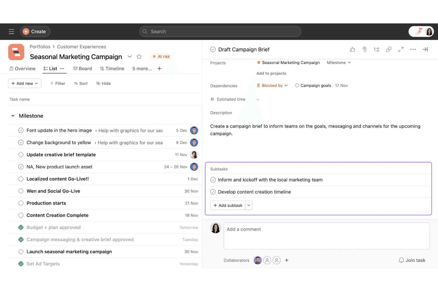 Asana screenshot