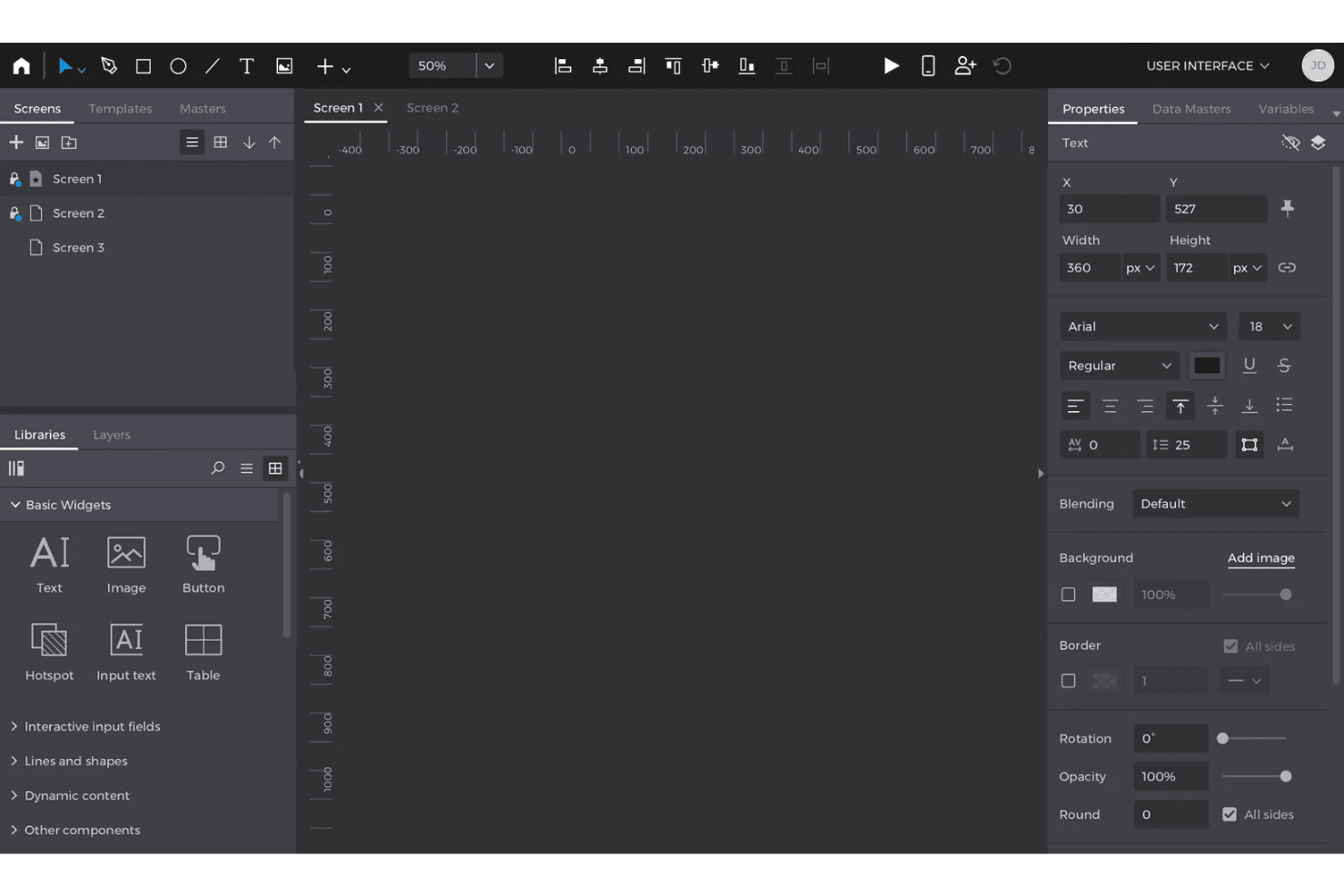 Justinmind screenshot