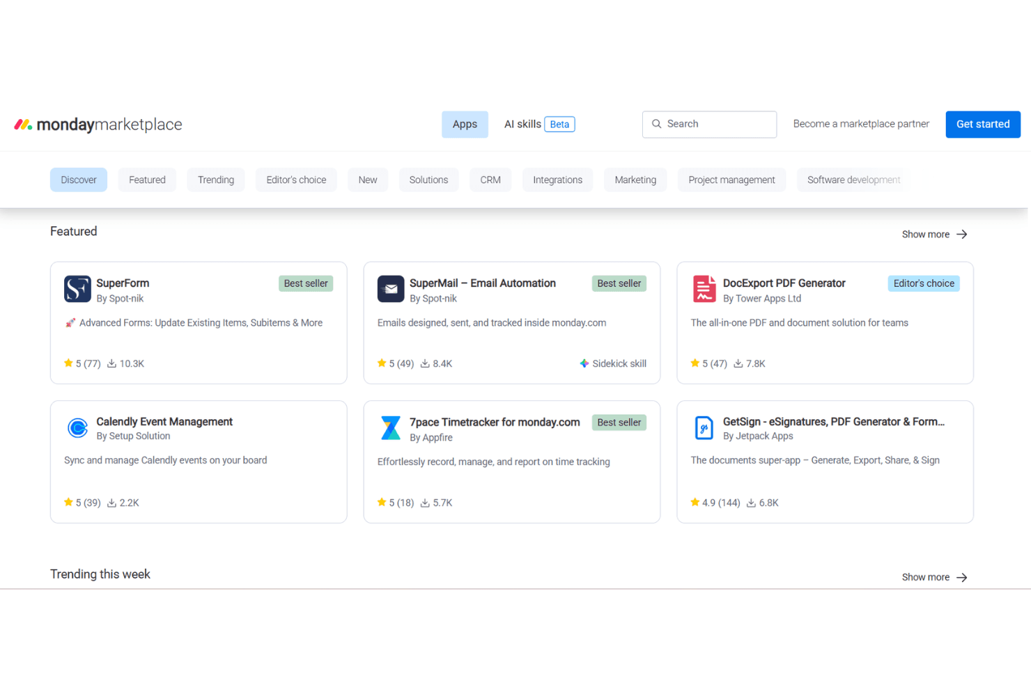 monday AI Workspace screenshot