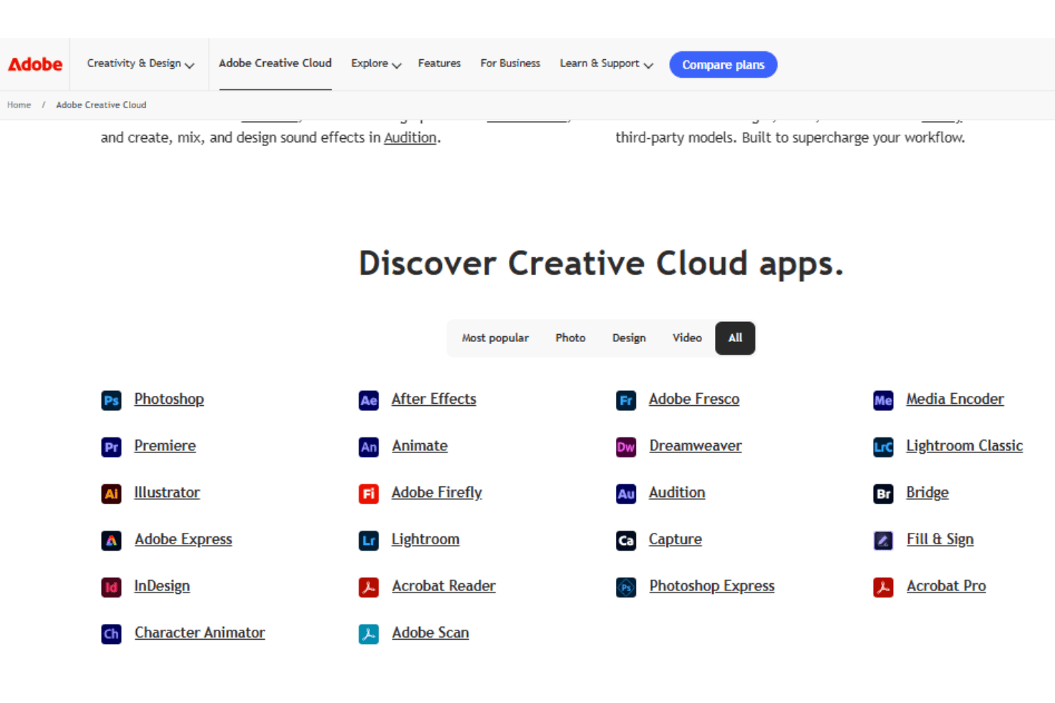 Adobe Creative Cloud screenshot
