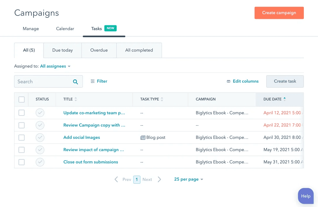 HubSpot screenshot