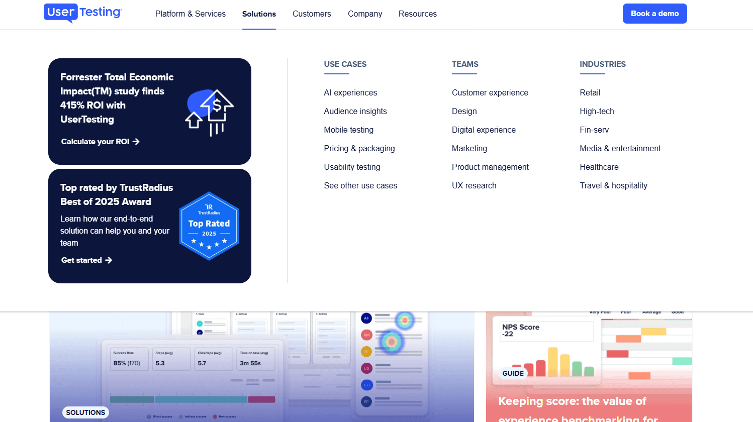 UserTesting screenshot