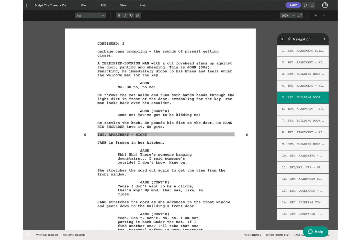 Celtx screenshot
