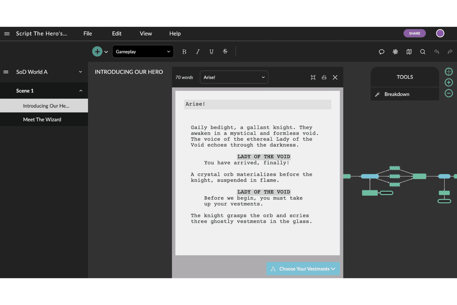 Celtx screenshot