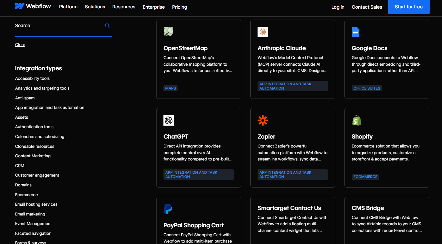 Webflow screenshot