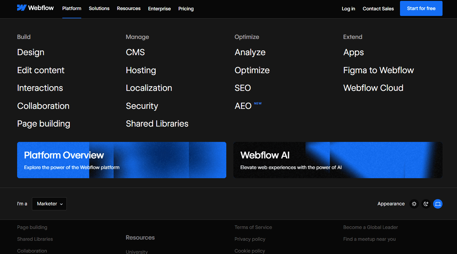 Webflow screenshot