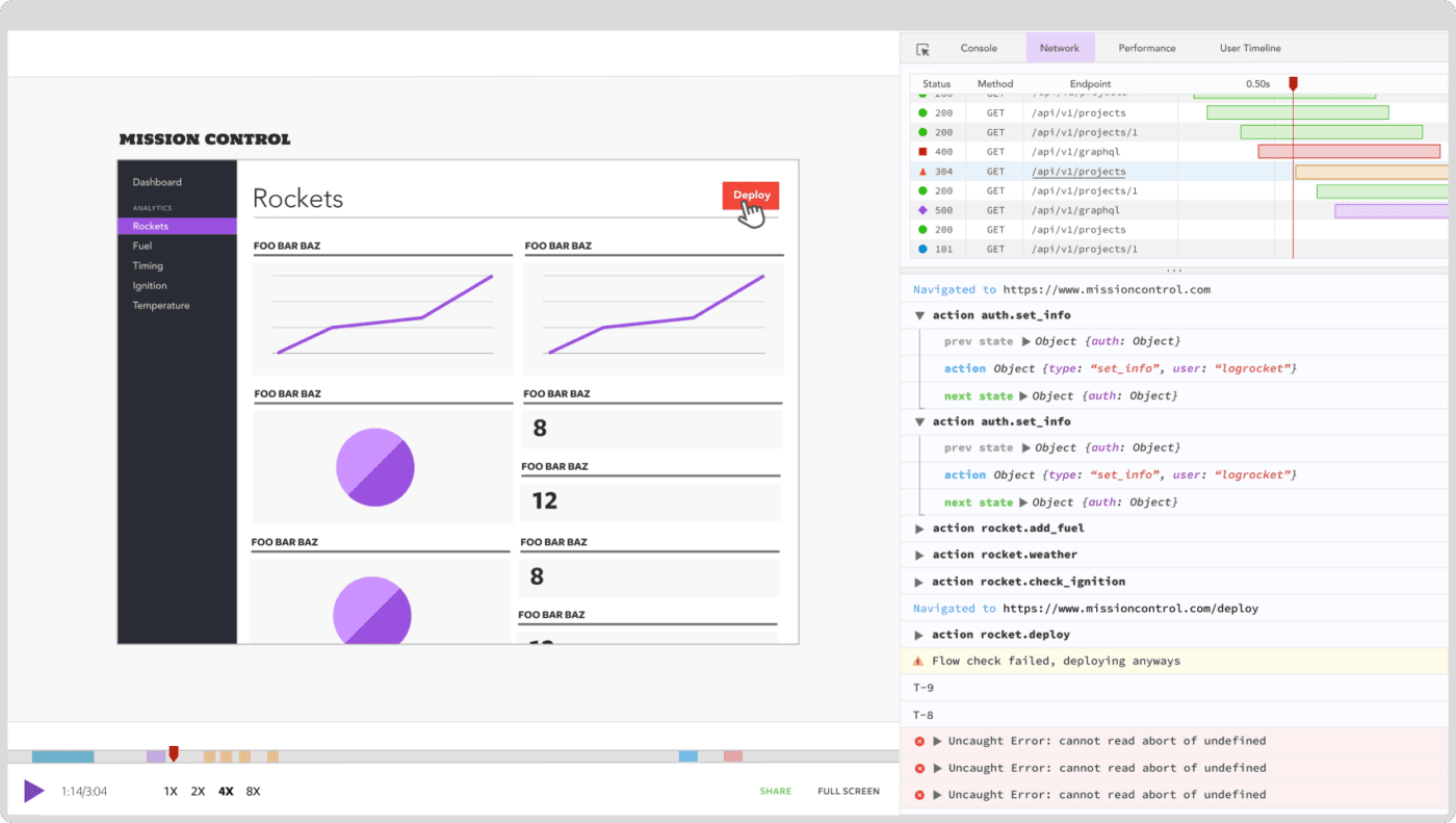 LogRocket screenshot