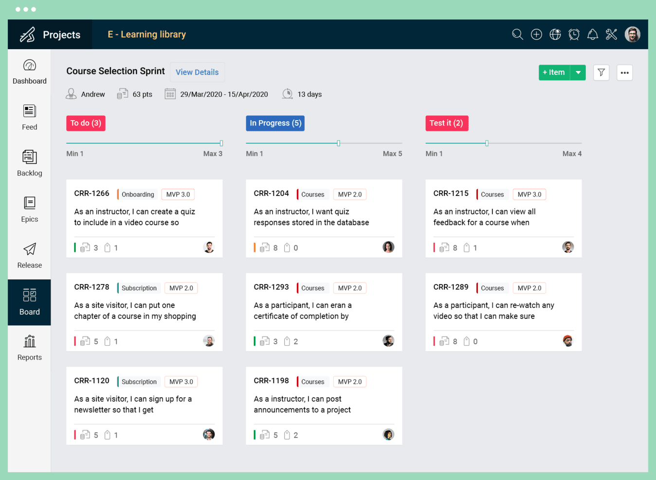 Zoho Sprints screenshot