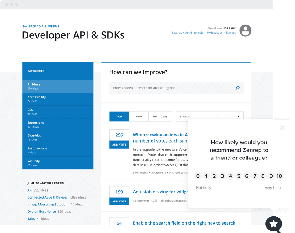 Uservoice screenshot
