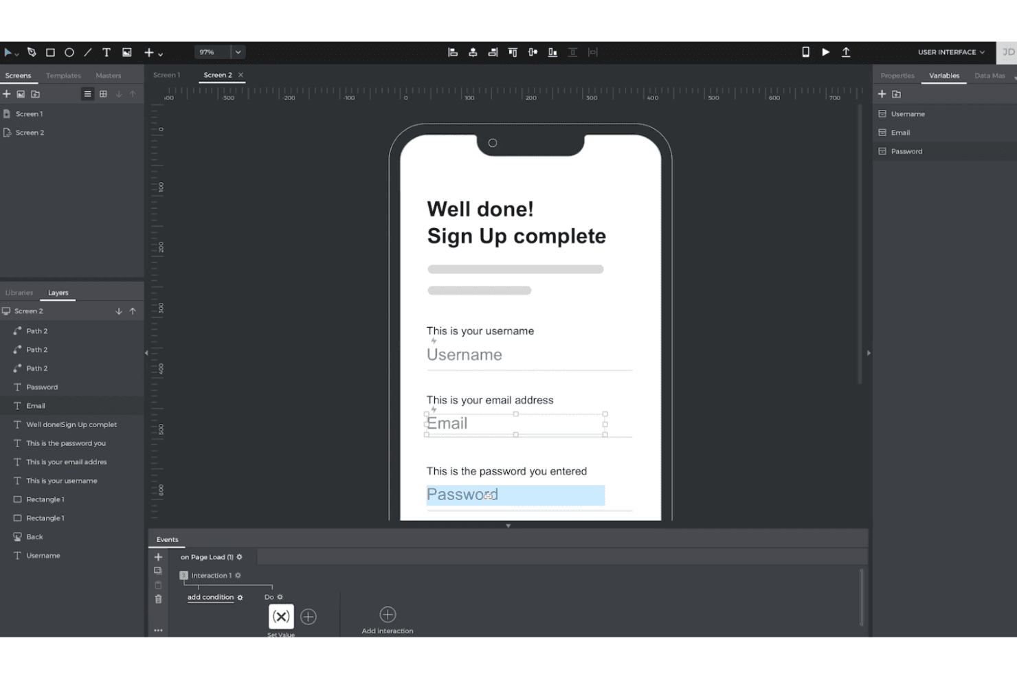 Justinmind screenshot