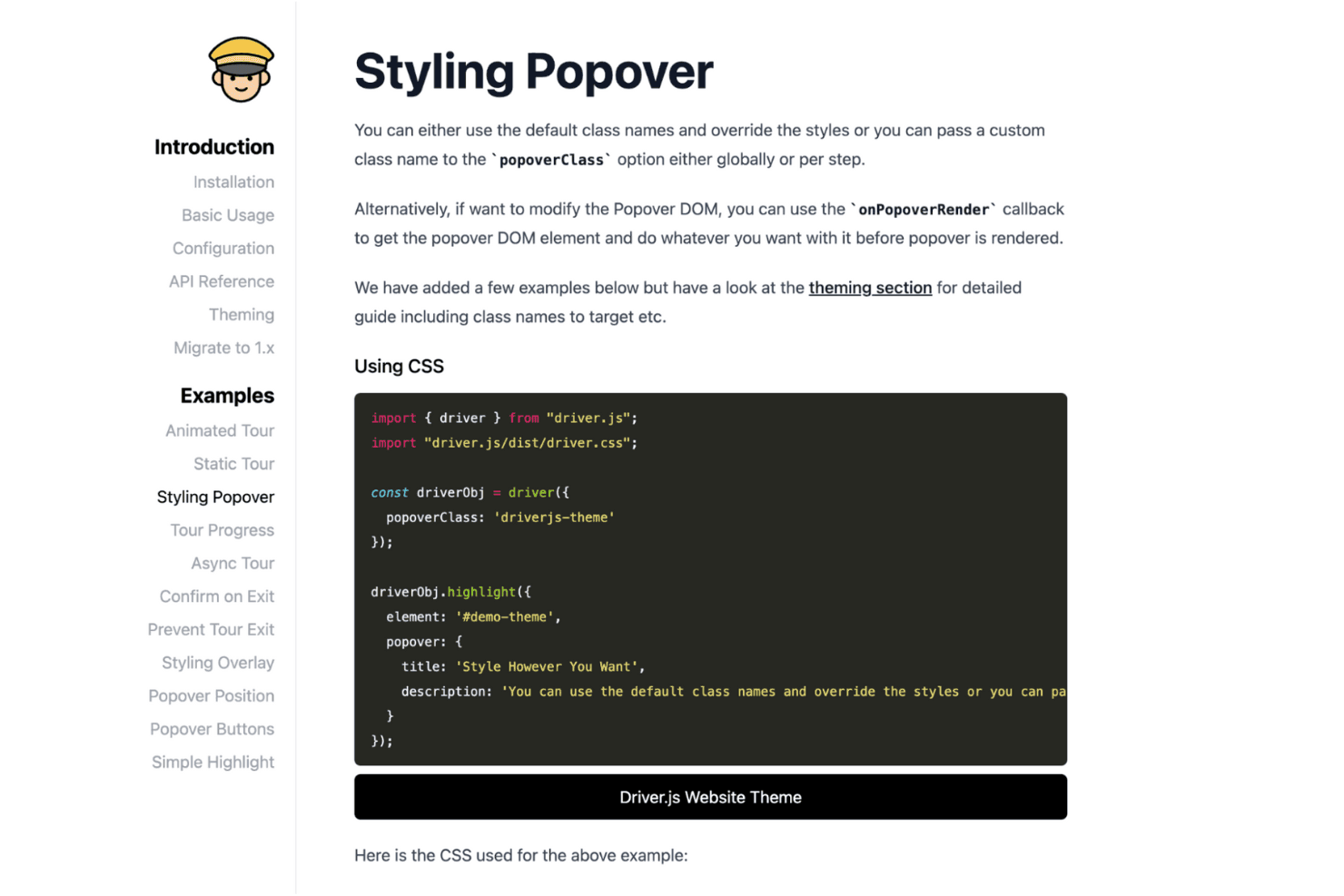 Driver.js screenshot
