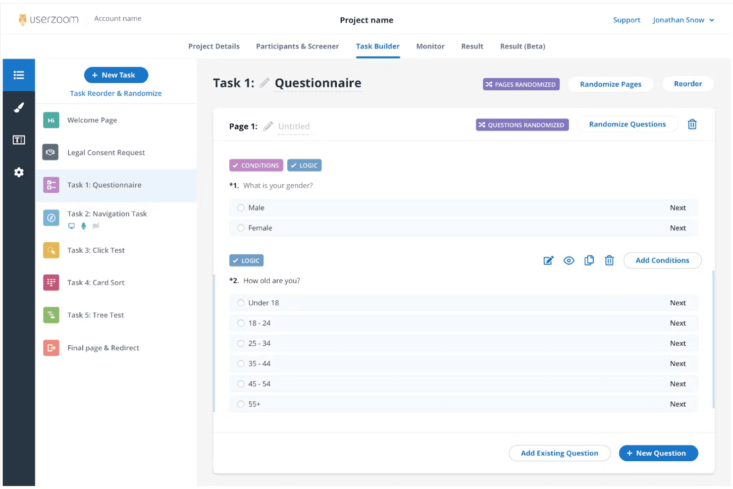 UserZoom screenshot