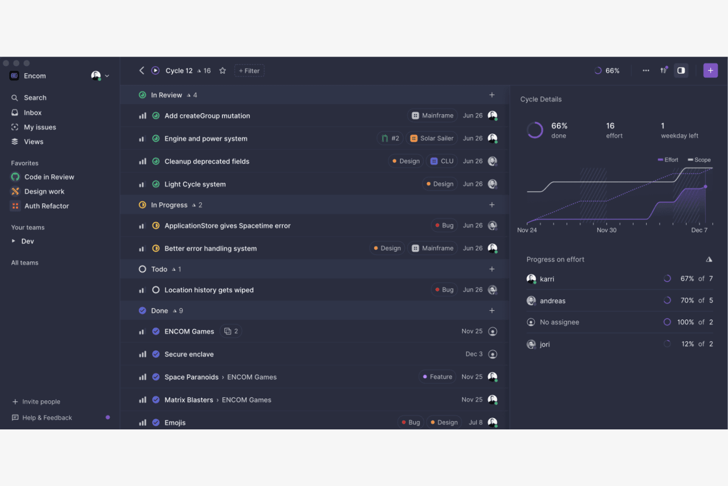 Linear screenshot