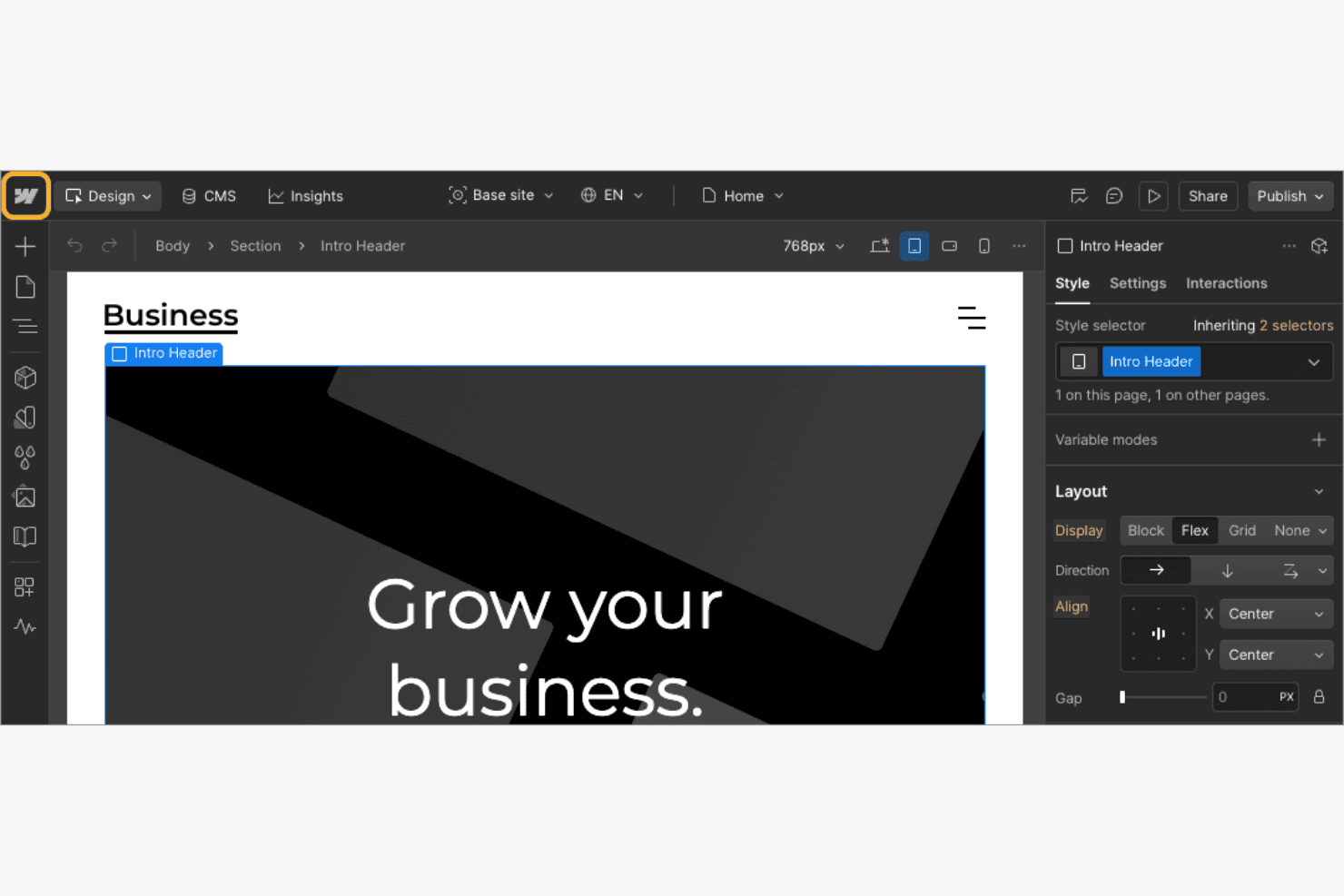Webflow screenshot