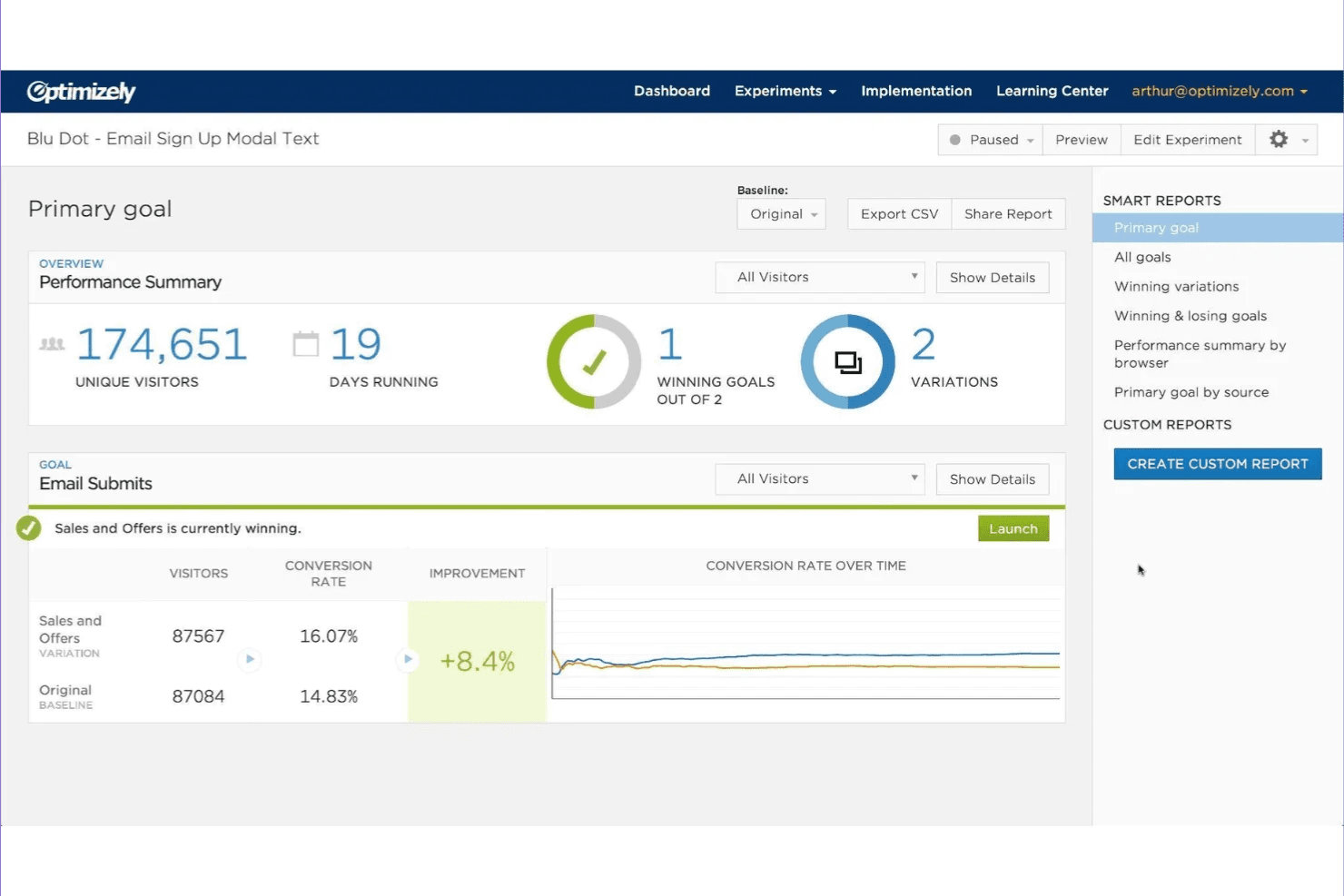 Optimizely screenshot