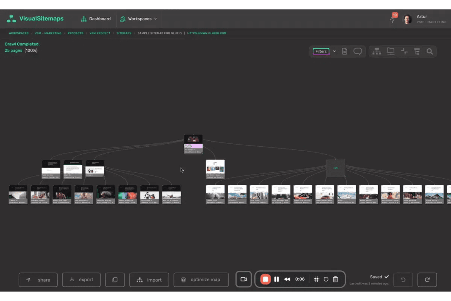 VisualSitemaps auto-generates visual sitemaps for UX audits.