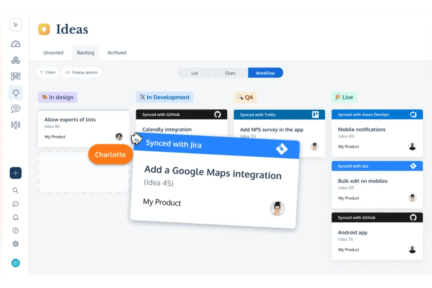 ProdPad centralizes roadmaps, ideas, and product feedback.