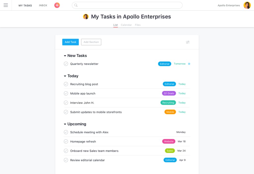 Asana helps users organize their team's work, reducing reduce mental clutter and increasing productivity.
