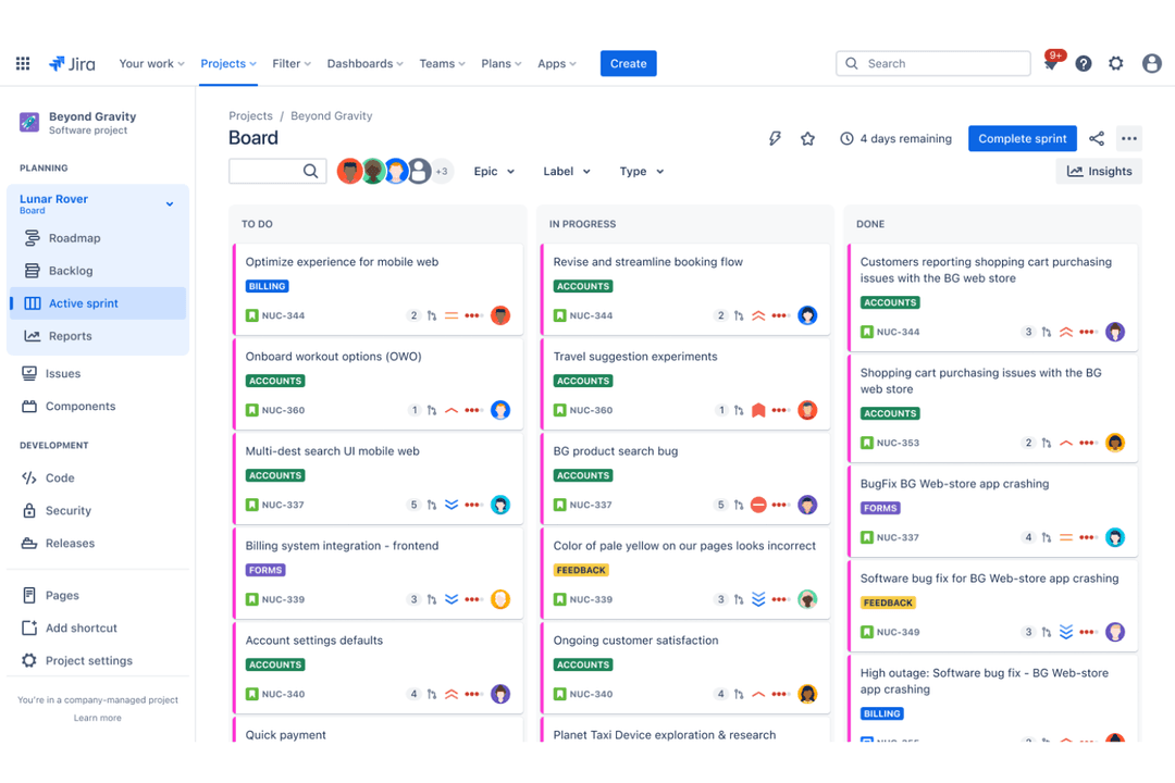 Jira helps teams plan, track, and manage product tasks in real time.
