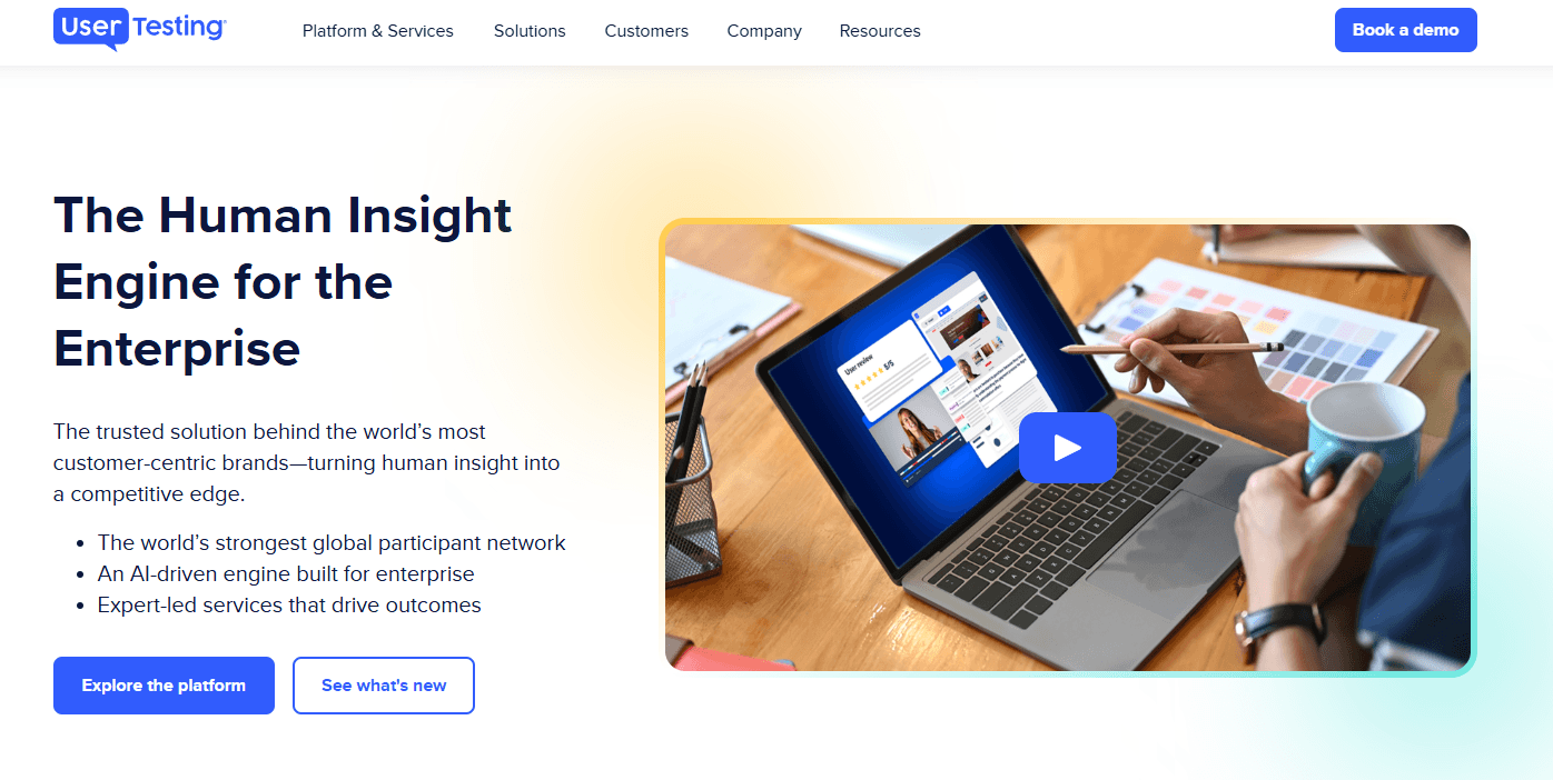 UserTesting delivers real-user insights via video, surveys, and live testing.