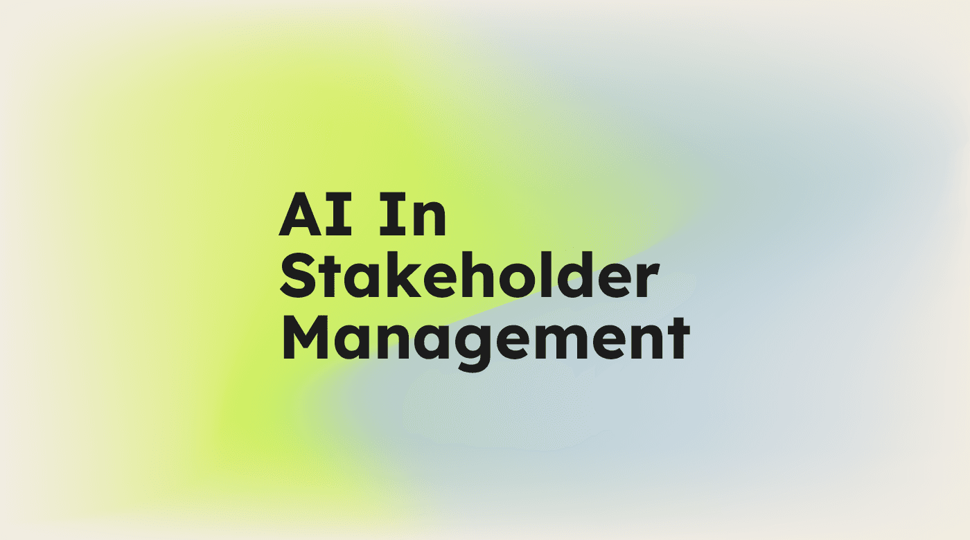 Ai in stakeholder management text on light background