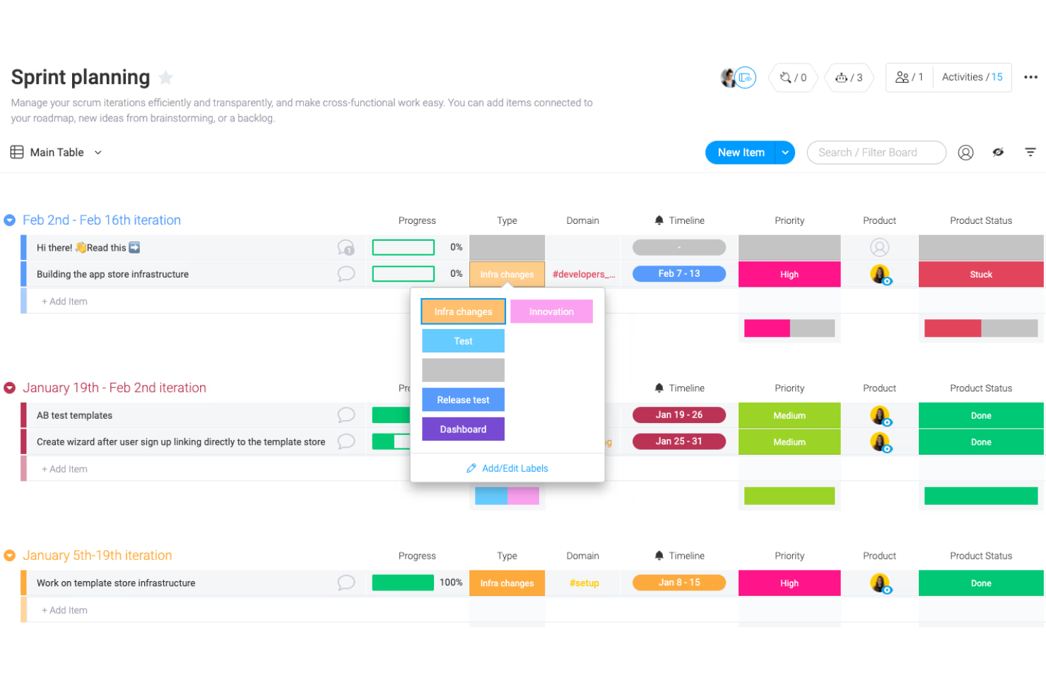 monday dev screenshot - 10 Meilleurs Logiciels de Développement de Produit en 2026