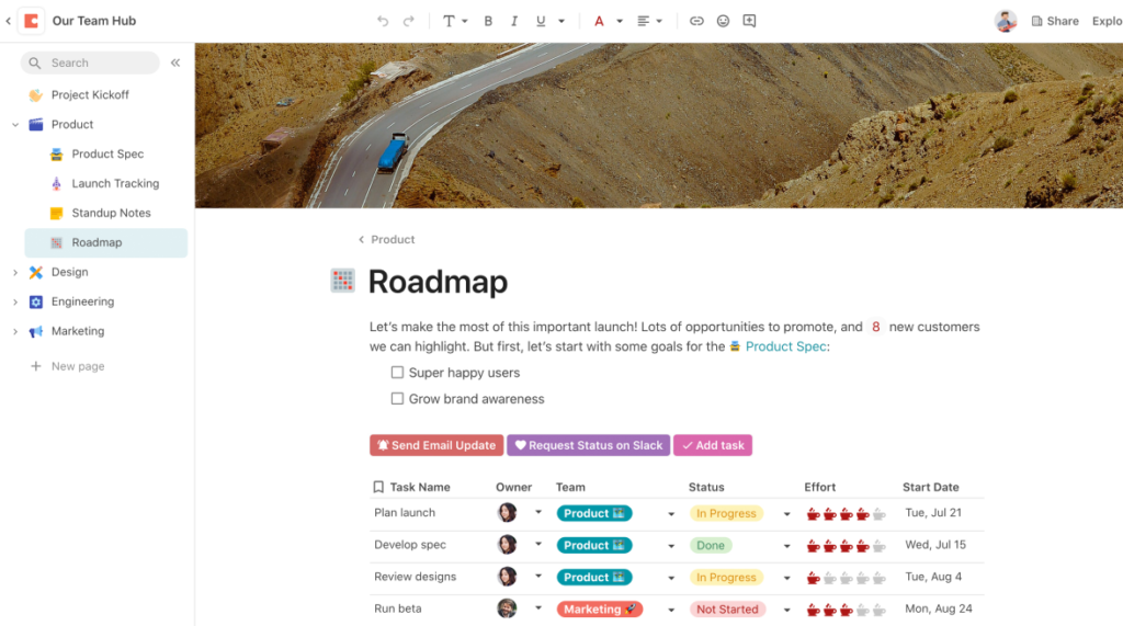 Coda screenshot - 10 Meilleurs Logiciels de Gestion de Produit Gratuits que J’ai Testés En 2026