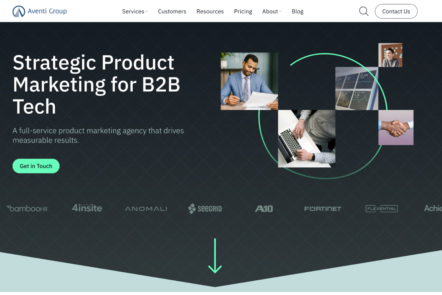 Aventi Group screenshot - 10 meilleures agences de marketing produit B2B évaluées en 2026