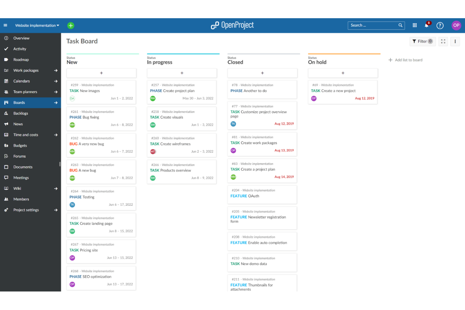 OpenProject screenshot - 10 Beste Kostenlose Meilenstein-Software im Test 2026