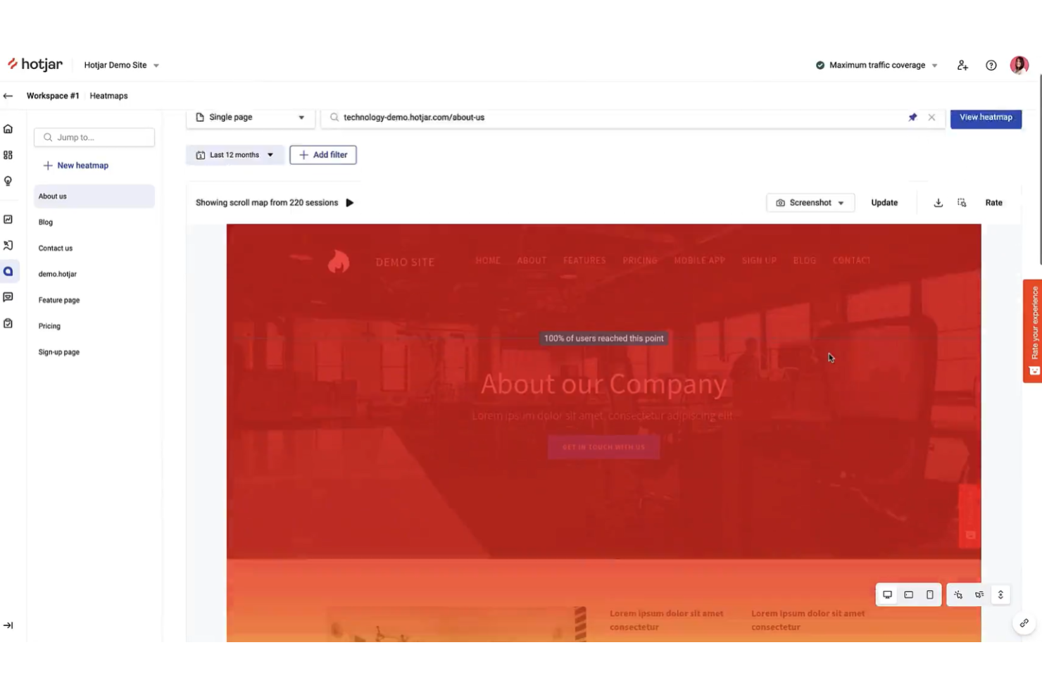 Hotjar screenshot - 10 Beste Werkzeuge für User Experience Tests, bewertet im Jahr 2026