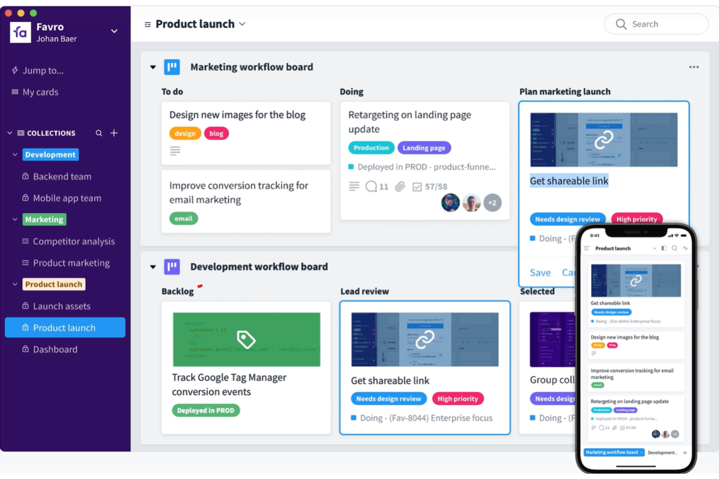 Favro screenshot - 10 Beste ProductPlan-Alternativen im Test 2026