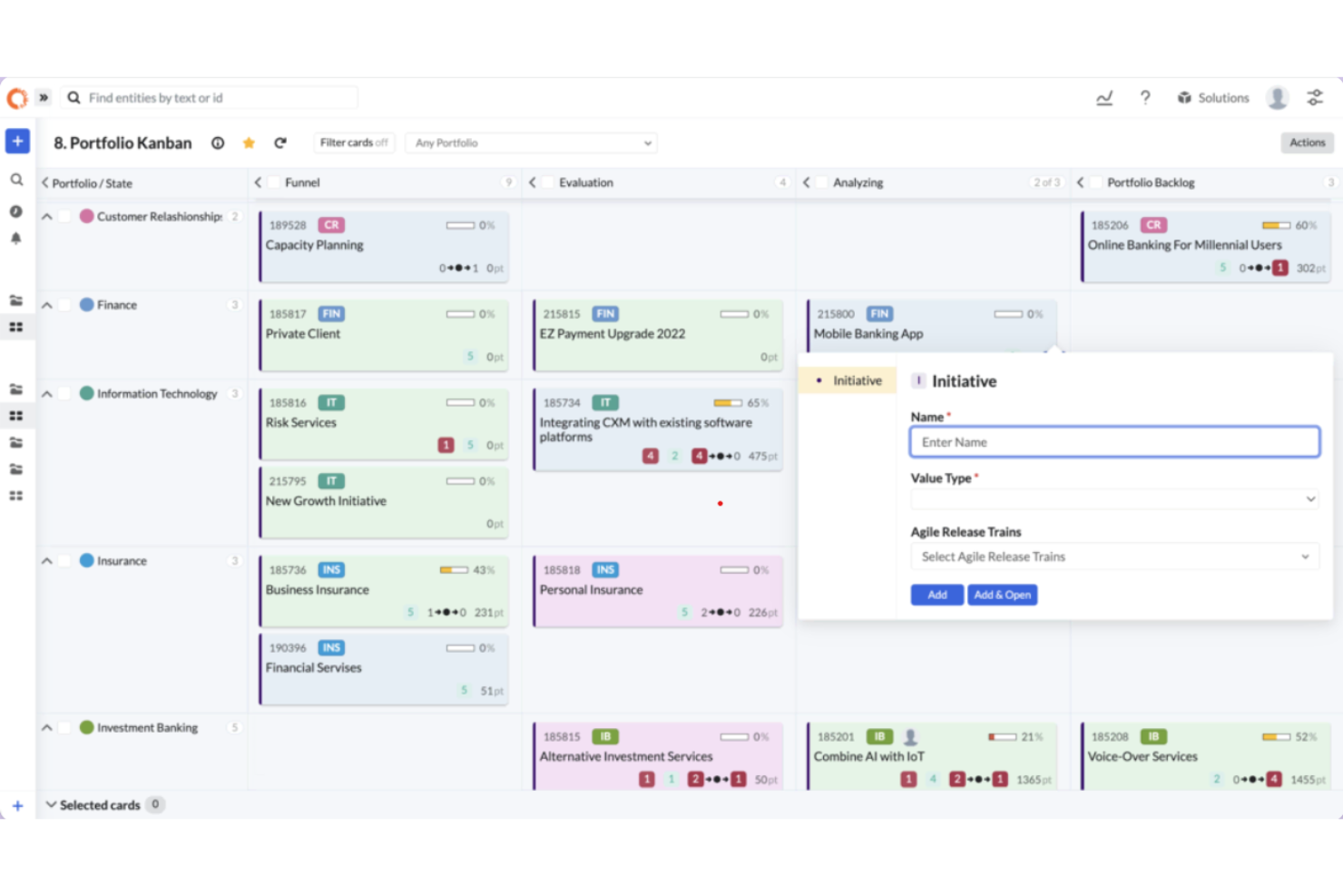 Targetprocess screenshot - 10 outils alternatifs à Productboard pour les équipes produit en 2026