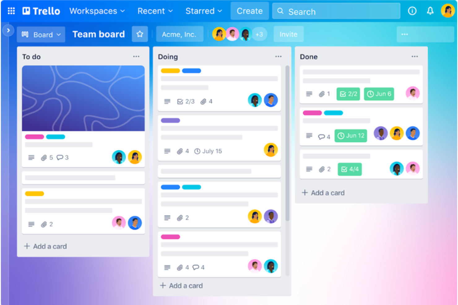 Trello screenshot - 10 outils alternatifs à Productboard pour les équipes produit en 2026