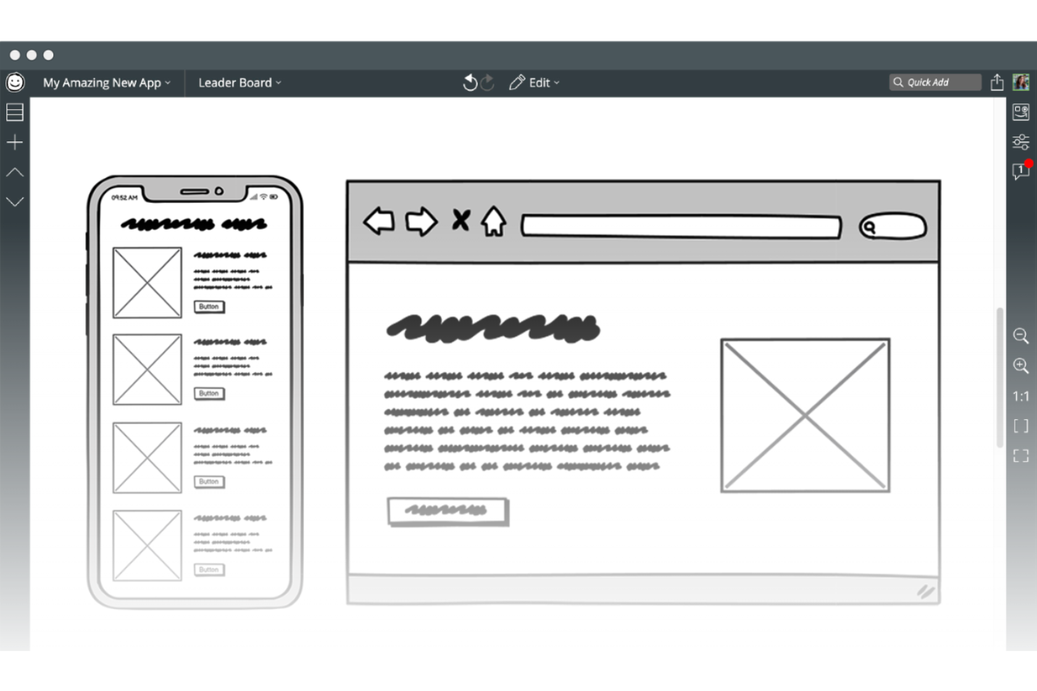 Balsamiq screenshot - 10 beste Sketch-Alternativen im 2026 im Test