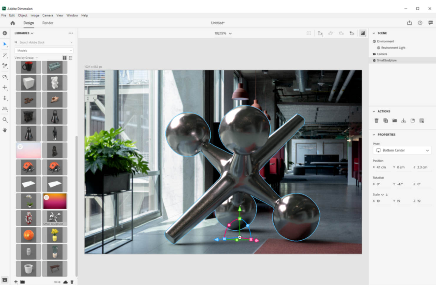 Adobe Dimension screenshot - 10 meilleurs logiciels de prototypage 3D pour les designers en 2026