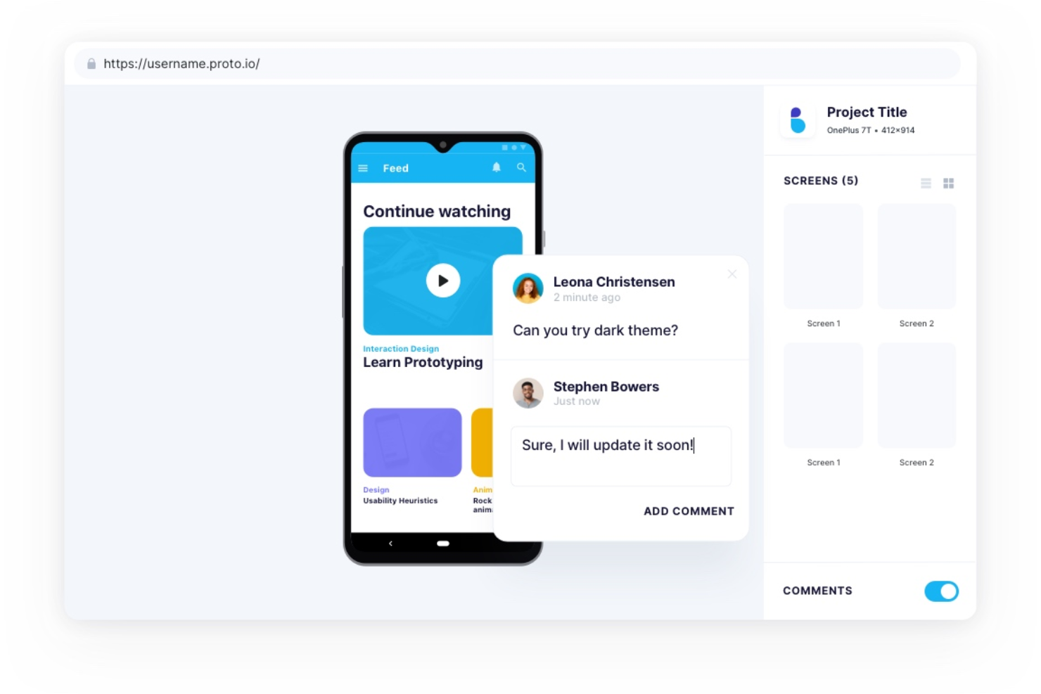 Proto.io screenshot - 10 meilleurs outils de prototypage rapide pour les équipes UX en 2026
