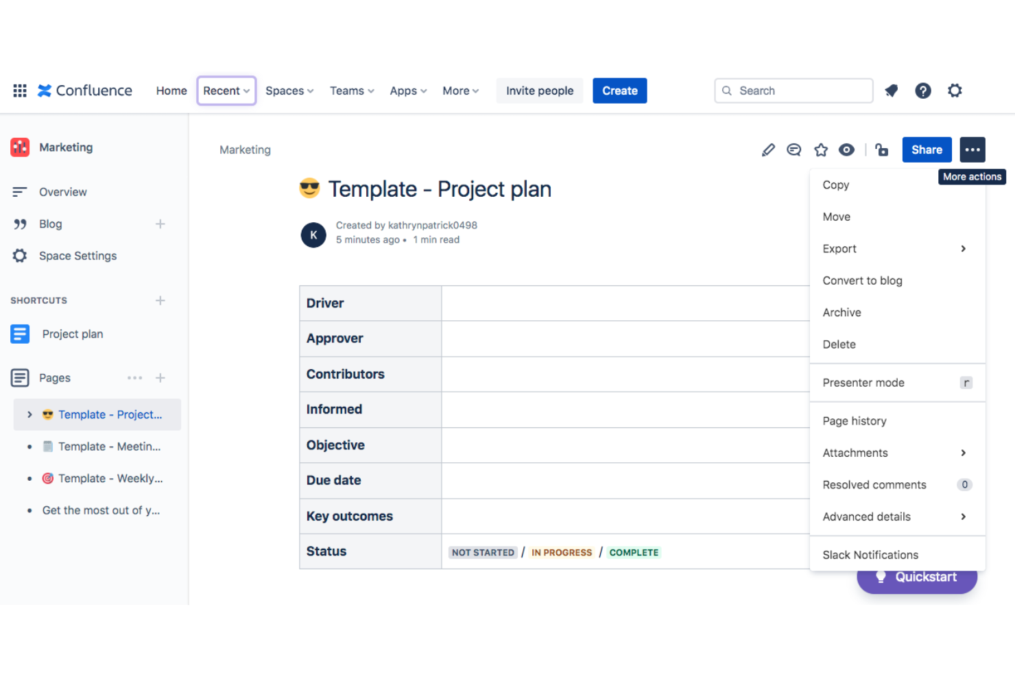 Confluence screenshot - 10 meilleurs logiciels de planification de produits pour les feuilles de route en 2026