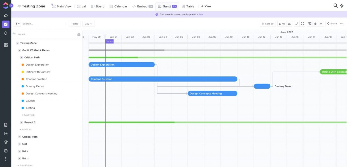 ClickUp screenshot - 10 meilleurs logiciels gratuits de feuille de route produit en 2026