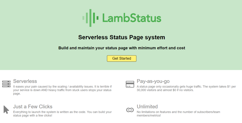 LambStatus screenshot - 10 Meilleurs Logiciels de Tableau de Bord de Statut de 2026