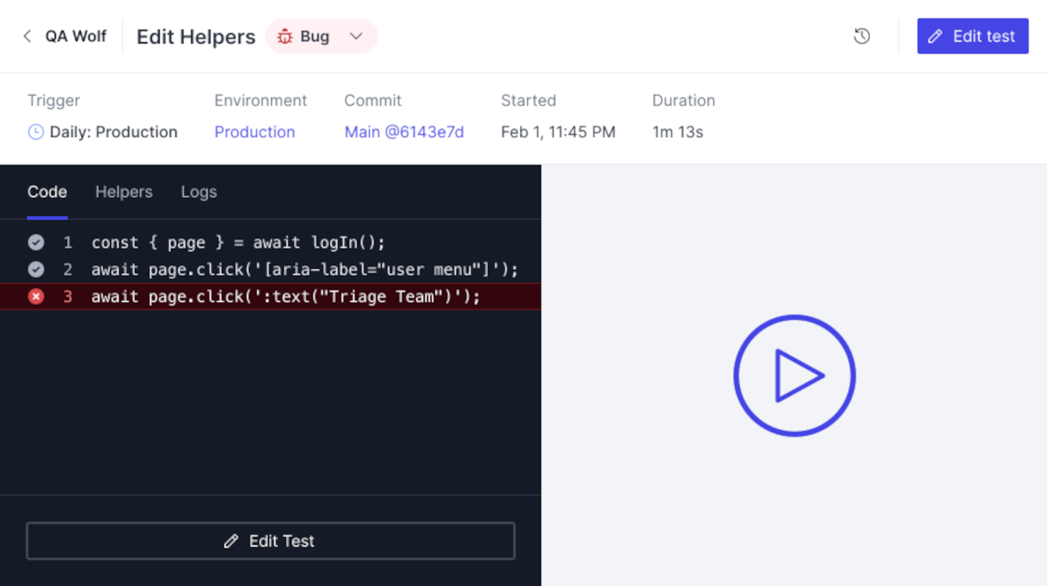QA Wolf screenshot - 10 meilleurs outils de gestion des versions logicielles en 2026