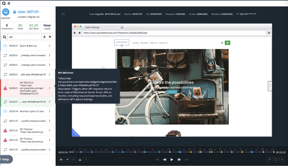 Quantum Metric screenshot - Les 10 meilleurs tableaux de bord d’analytique produit de 2026