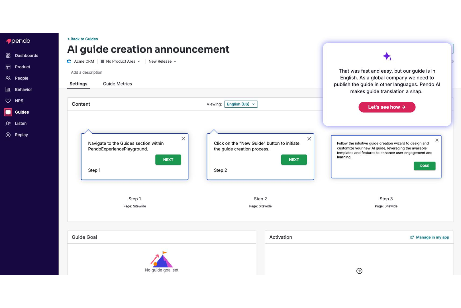 Pendo screenshot - 10 migliori alternative a Whatfix selezionate per 2026