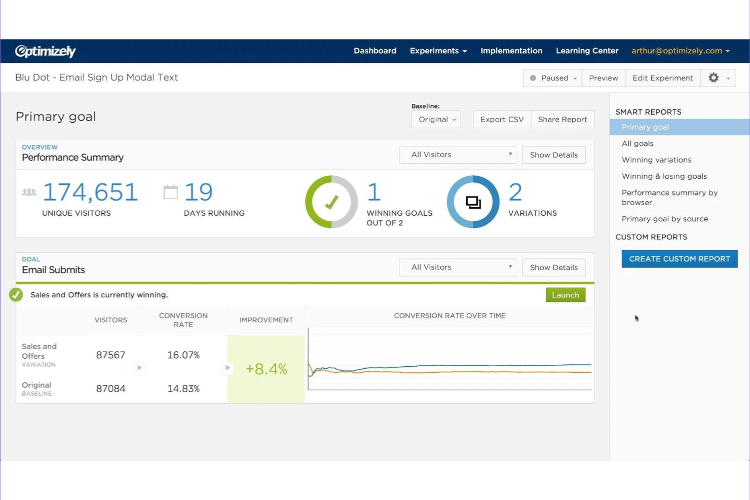 Optimizely screenshot - 10 migliori alternative ad Adobe Target nel 2026