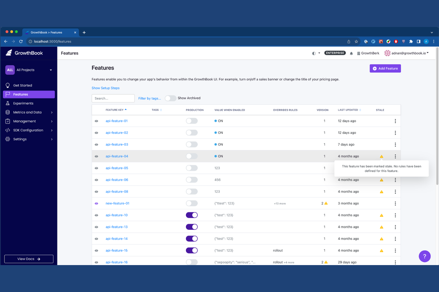 GrowthBook screenshot - 10 migliori alternative ad Adobe Target nel 2026