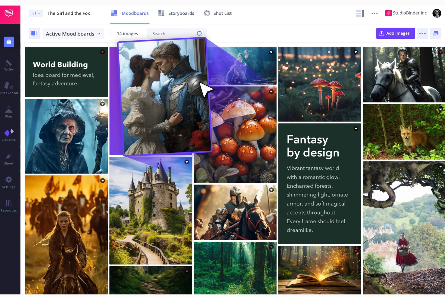 StudioBinder screenshot - 10 Migliori Creatori di Mood Board Gratuiti nel 2026