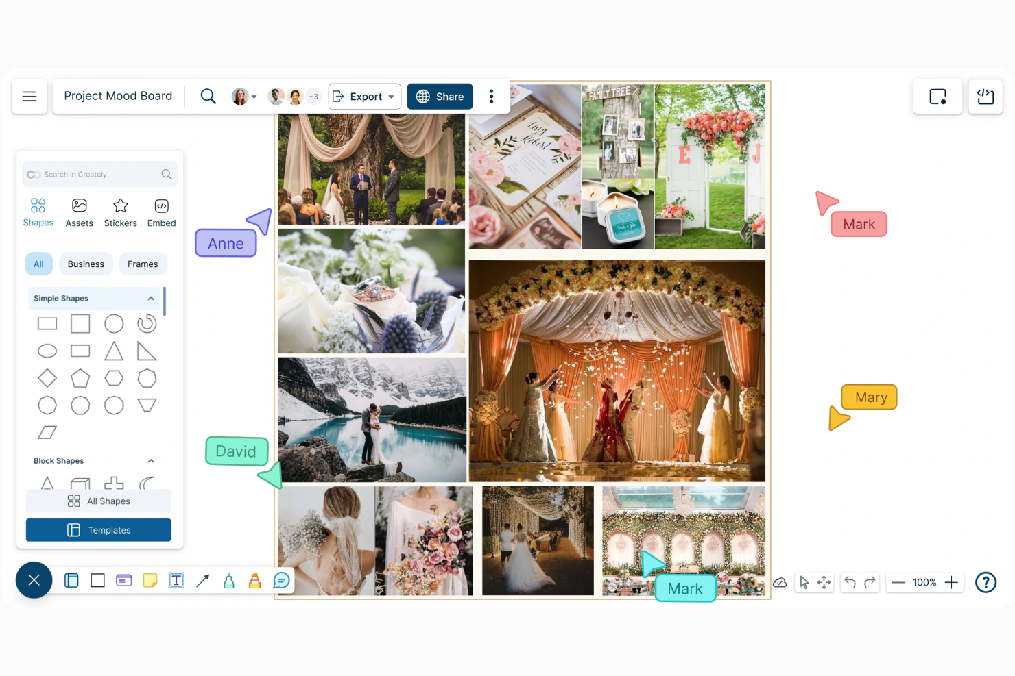 Creately screenshot - 10 Migliori Creatori di Mood Board Gratuiti nel 2026