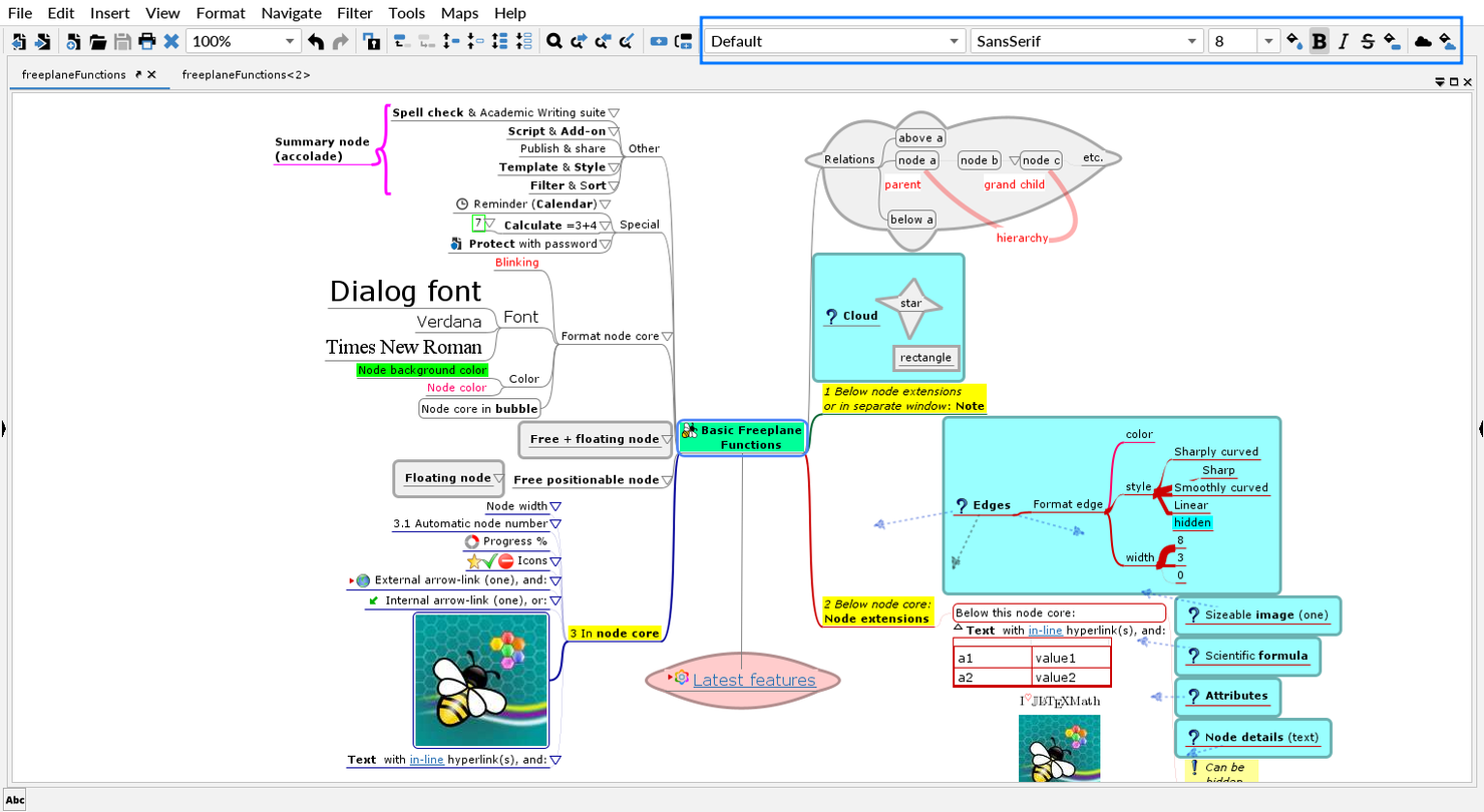 Freeplane screenshot - 10 migliori soluzioni open source per la gestione delle idee nel 2026